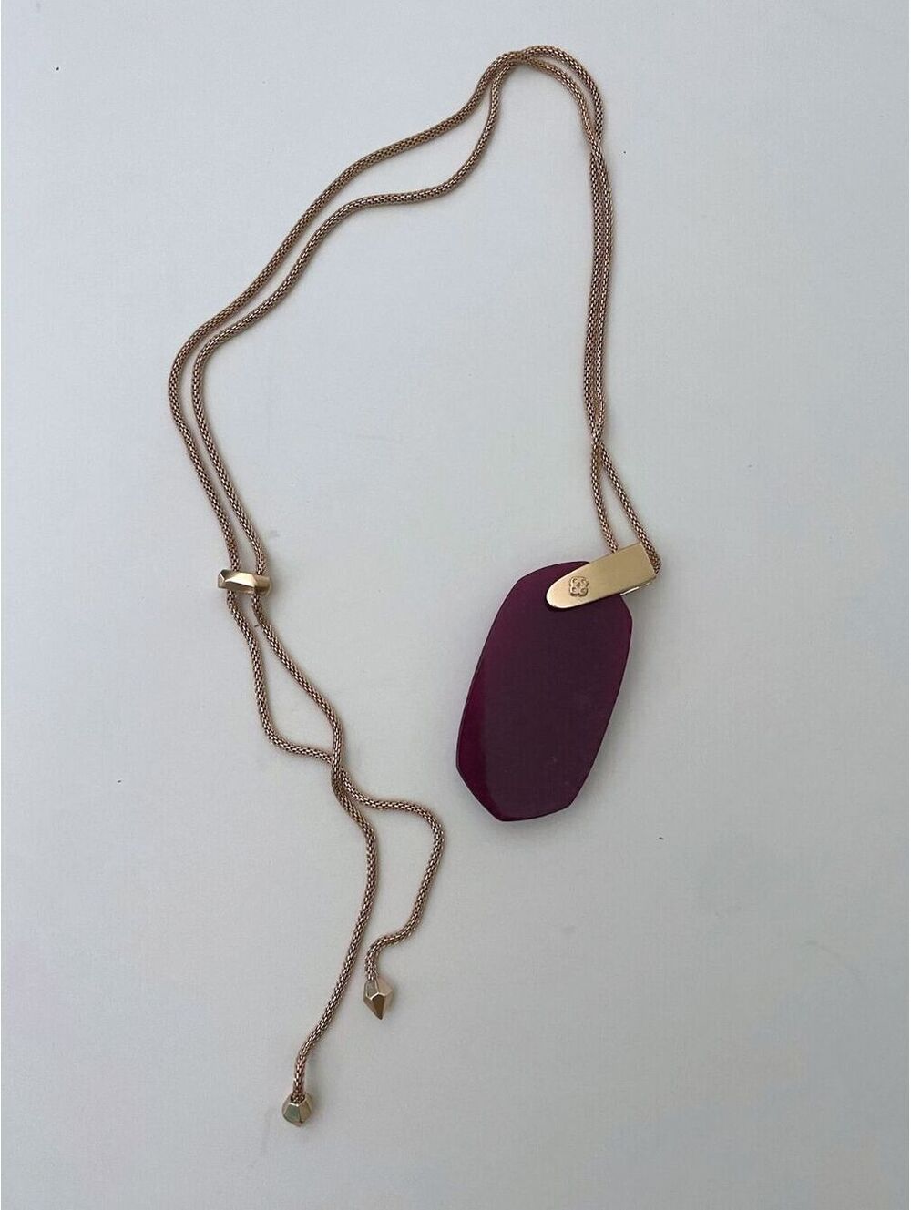 Kendra Scott 14K Rose Gold Plated Maroon Jade Adjustable Pendant Necklace
